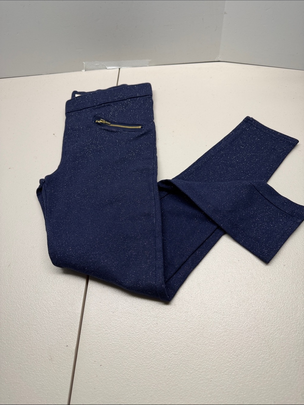 OshKosh B'gosh Navy Sparkle Leggings with Zip Accent. NWOT, size 10